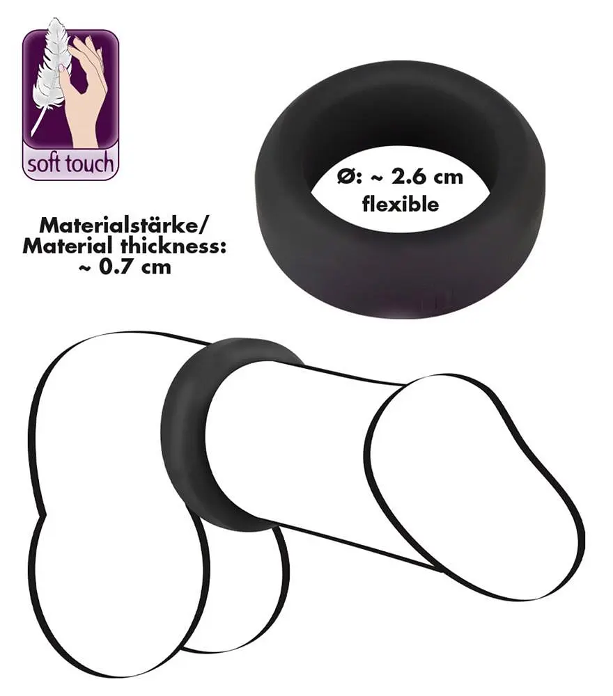 Ерекційне кільце Black Velvets Cock Ring 2.6 см чорний - фото 11