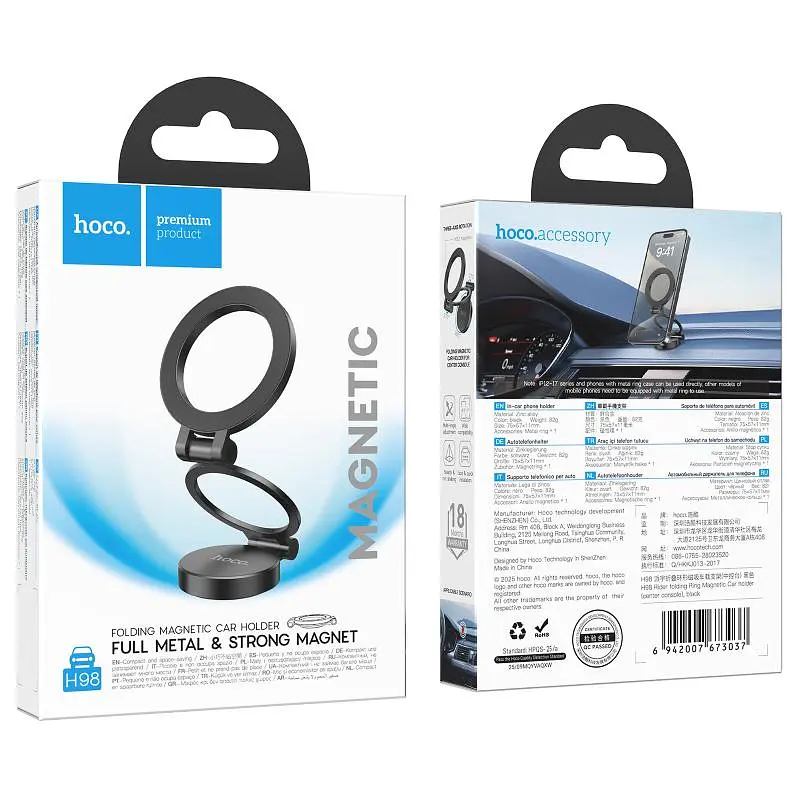 Автодержатель Hoco H98 Rider (центральная консоль) Черный - фото 6