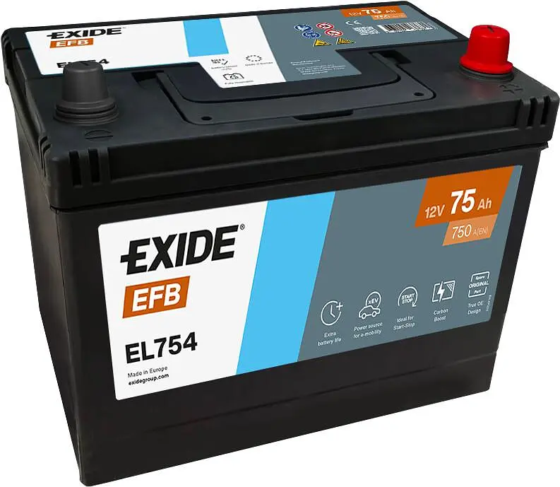 Автомобільний акумулятор EXIDE START-STOP EFB 6СТ-75Ah АзЕ ASIA 750A (EN) EL754