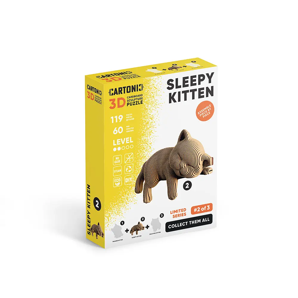 SLEEPY KITTEN - Картонний 3Д пазл Cartonic - фото 2