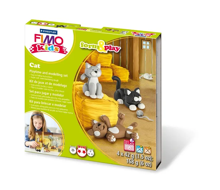 Набір пластики Fimo kids "Котики" 4 кол. 42 г Fimo (4007817032596)