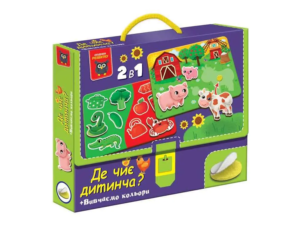 Гра з липучками VLADI TOYS "Де чиє дитинча? Вивчаємо кольори" VT1310-05
