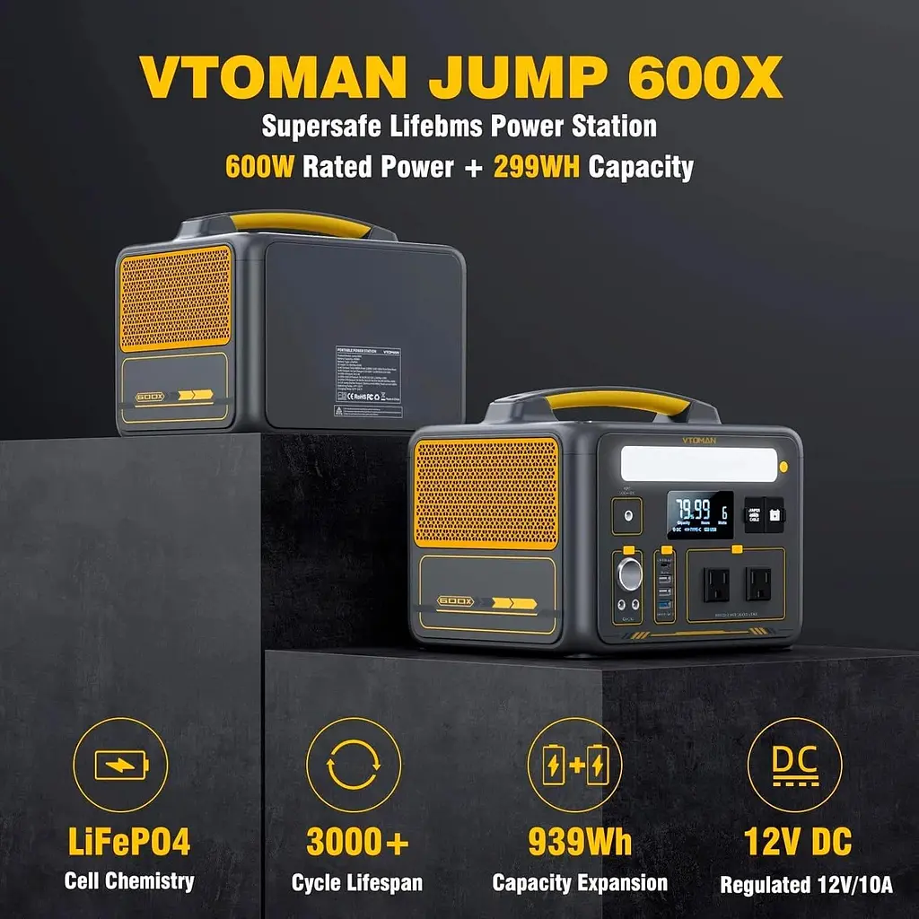 Портативна зарядна станція Vtoman Jump 600X LiFePO4, 299.52 Вт/ч 600 Вт (Jump 600X) - фото 13