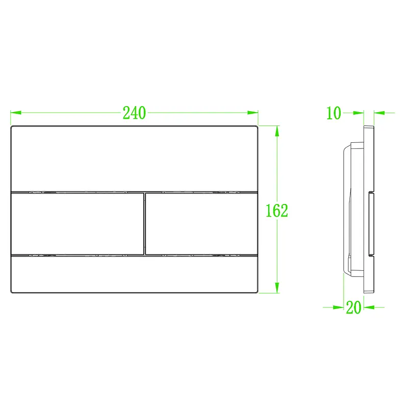 Панель змиву Koer KT-0603-05 240x160x10mm пластикова, кнопка лінійна KR5320, Чорний матовий - фото 3
