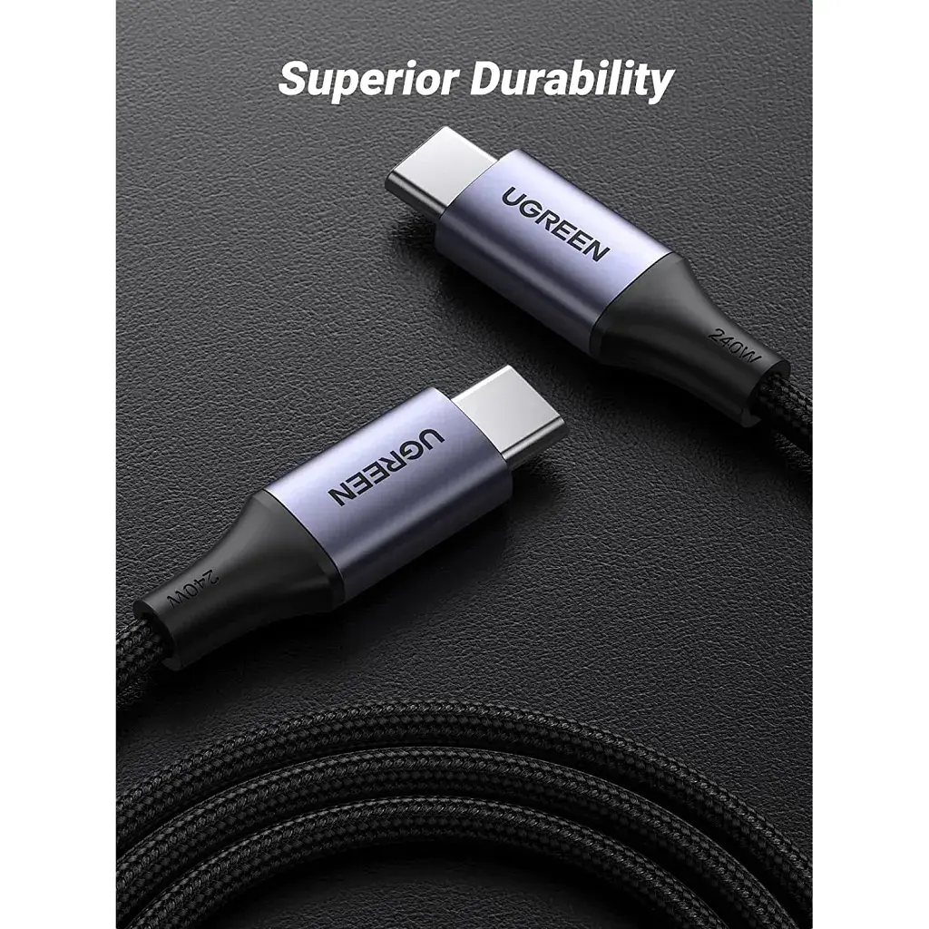 Дата кабель USB-C to USB-C 1.0m 240W US535 space gray Ugreen (15311) - фото 5