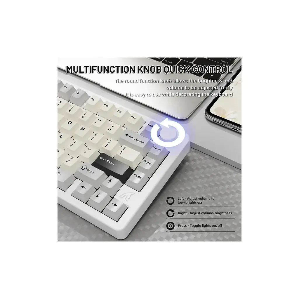 Клавіатура Attack Shark X86 RGB Wireless/Bluetooth/USB UA Starlight White (X86SW_AS) - фото 6