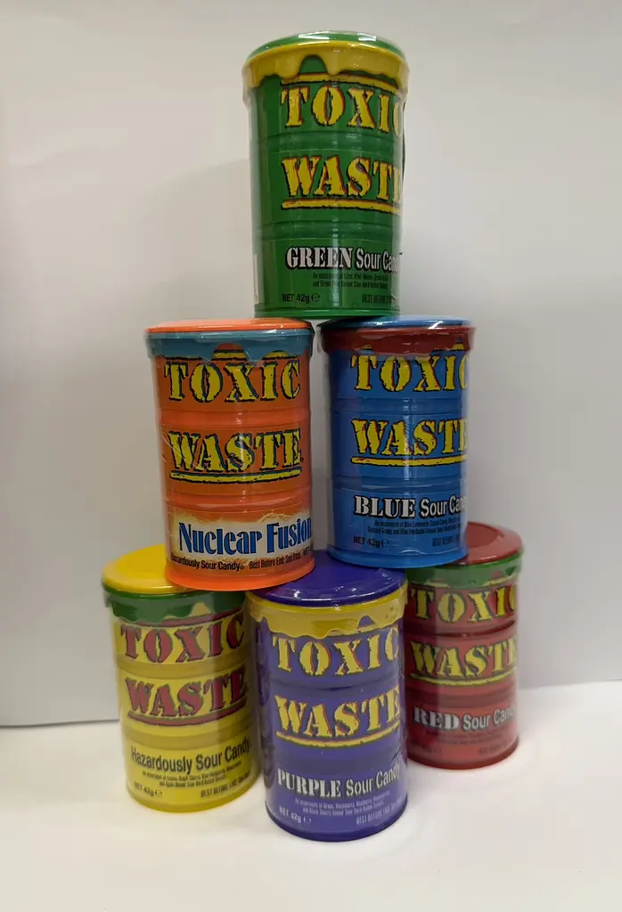 Набір Toxic Waste Лютий Токс (Кислі Цукерки Yellow + Green +Blue+ Orange Nuclear Fusion + Purple + Red Sour Candy - фото 2