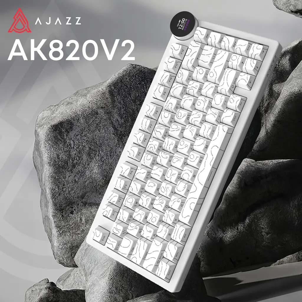 Клавіатура Ajazz AK820 V2 White Peach Switch Wireless/Bluetooth/USB UA White (AK820-V2-WP-S-W) - фото 5