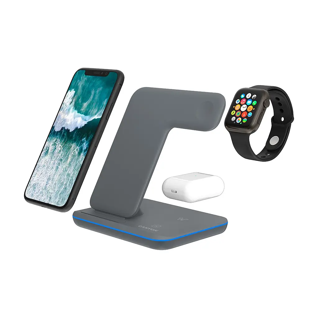Зарядний пристрій Canyon WS-303, 3in1 Wireless Dark Grey (CNS-WCS303DG) - фото 6