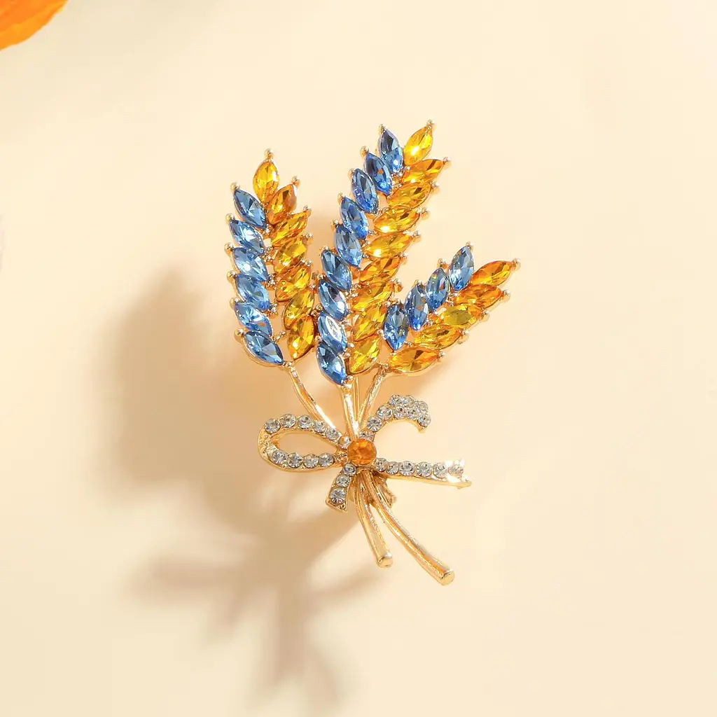 Брошь пшеница золотистая три колоски колосок символ Украины - фото 2