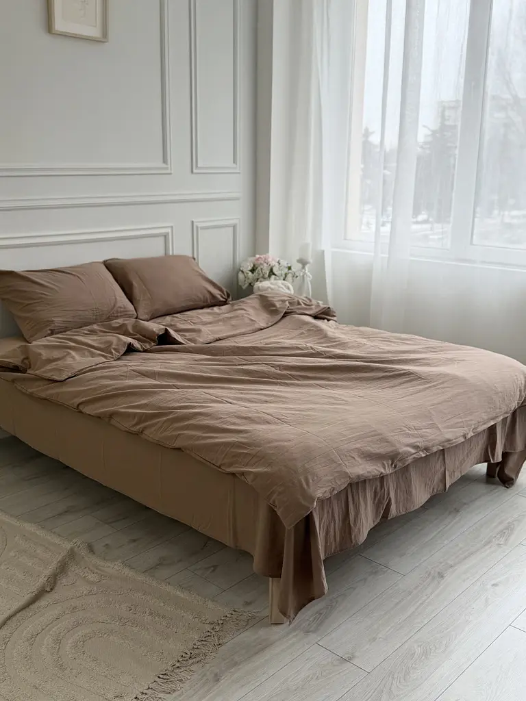 Постільна білизна євро Dushka Home Варена бавовна преміум 21670 200х220 см кориця