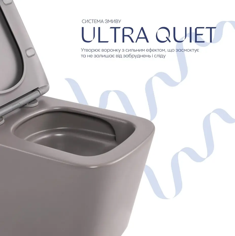 Унітаз підвісний Qtap Tern Ultra Quiet , Stone grey, з сидінням Slim Duroplast / Soft-close / Quick Release QTTER26SG49000 - фото 4
