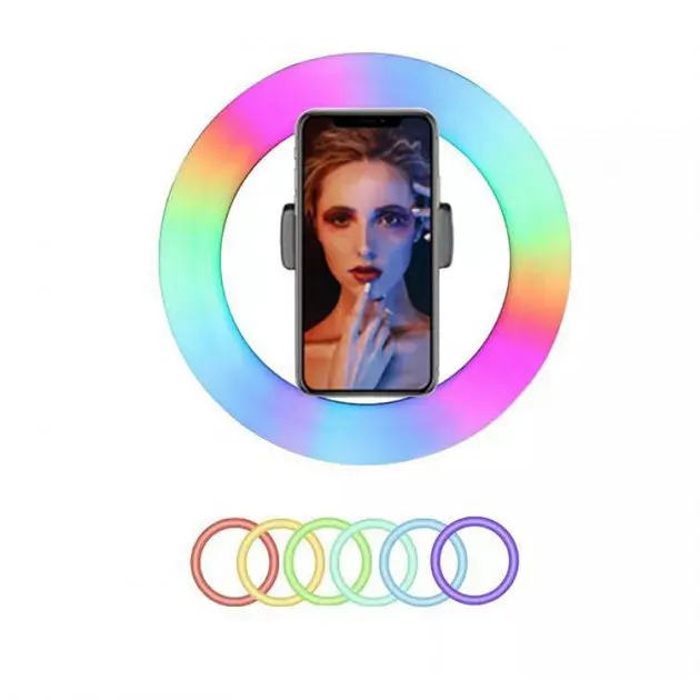 Кольцевая селфи-лампа RGB LED 26 см - фото 3