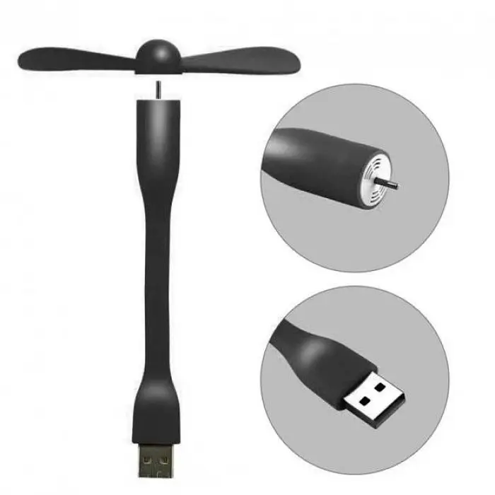 Портативний гнучкий USB мінівентилятор для ноутбука, powerbank Чорний - фото 3