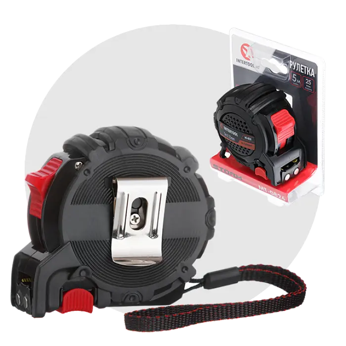 Рулетка сантиметр с металлическим полотном на зацепе 5м 16 мм Storm Intertool MT-0825 - фото 6
