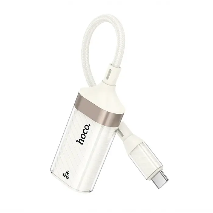 Мережевий адаптер HOCO UA41B Crystal, перехідник Type C на Ethernet RJ45, кабельний інтернет для ноутбука та смартфона - фото 2