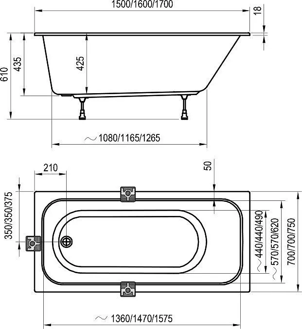 Ванна акрилова Ravak Chrome Slm 160x70 C731300000 Білий - фото 5