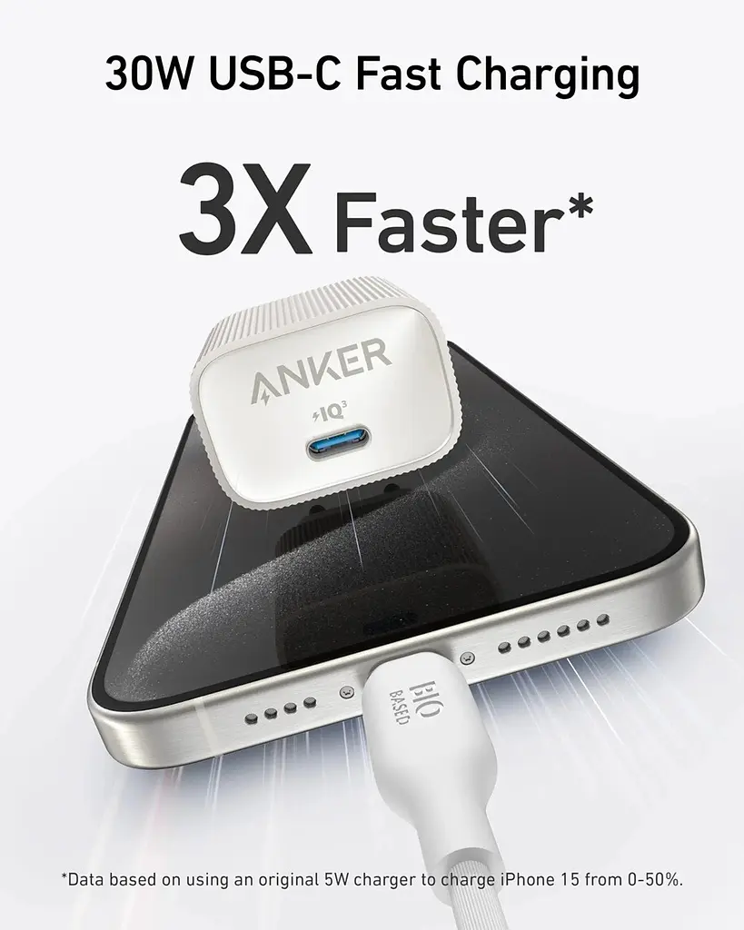 Сітчасте зарядне пристрій Anker PowerPort 511 Nano IV - 30W USB-C Білий (6962736) - фото 5
