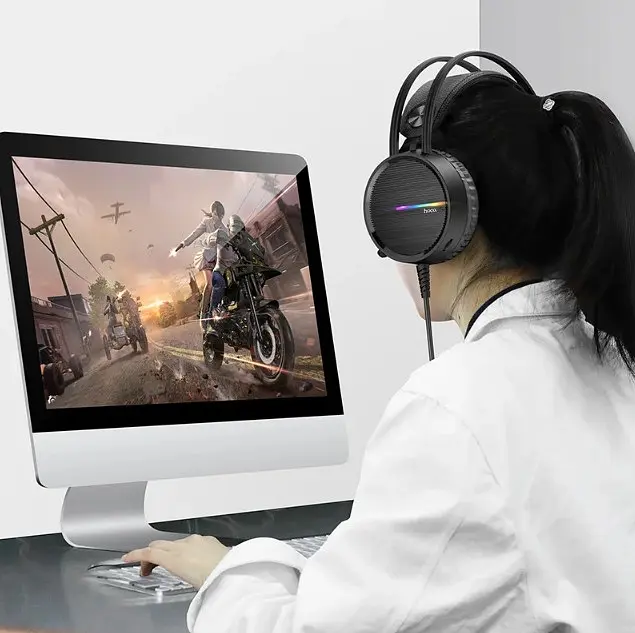 Проводные игровые наушники Hoco W100 touring gaming с микрофоном Черные - фото 8