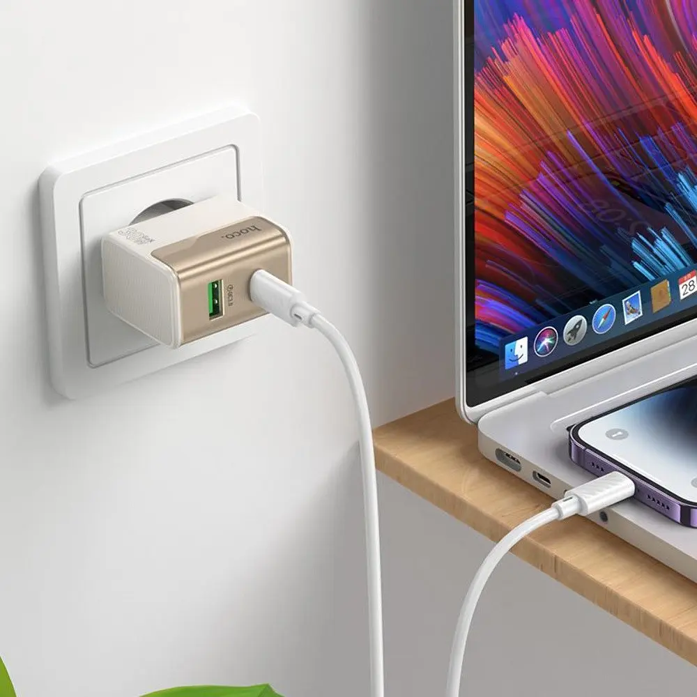 Зарядное устройство Hoco CS73A USB/ Type-C PD 30W QC белый + кабель Type-C to Lightning - фото 2