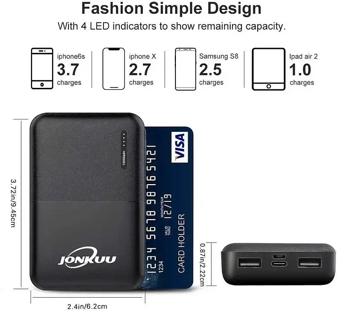 PowerBank 10000 мАч Jonkuu Чорний - фото 4