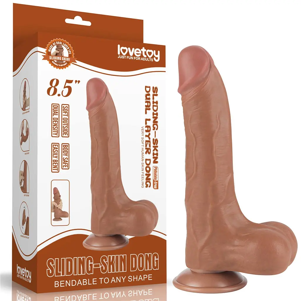 Фаллоимитатор Lovetoy Sliding-Skin Dual Layer Dong 8.5apos;apos; 22 см (коричневый) - фото 13