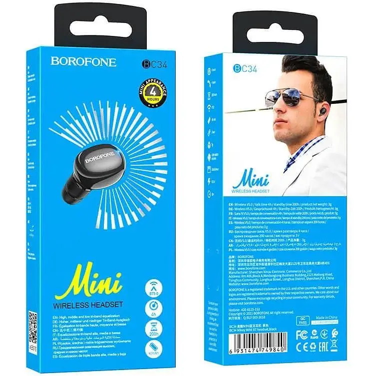 Беспроводная гарнитура Borofone Bc34 Bluetooth моно наушник - фото 4