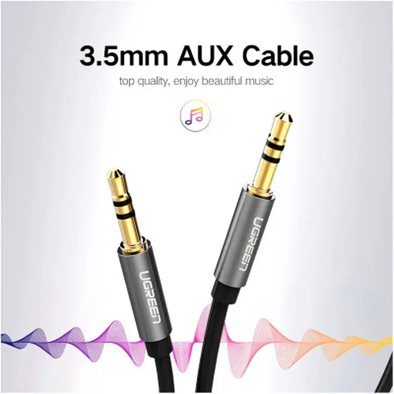 Кабель мультимедійний 3.5mm M to 3.5mm M 0.5m AV119 black Ugreen (10732) - фото 4