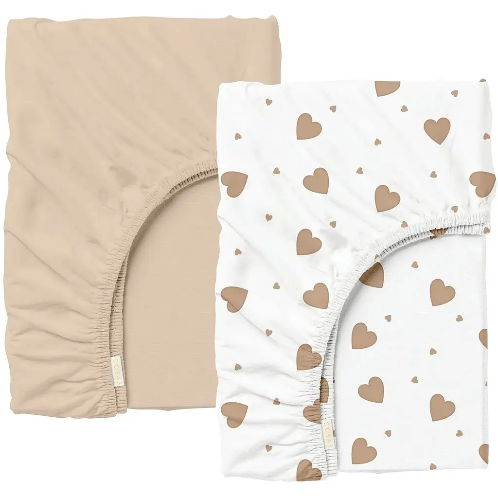 Набір простирадло на резинці Cosas Magnolia Hearts 90х200х20 см (Set_12Magnolia_BeigeHearts_90x200_2)