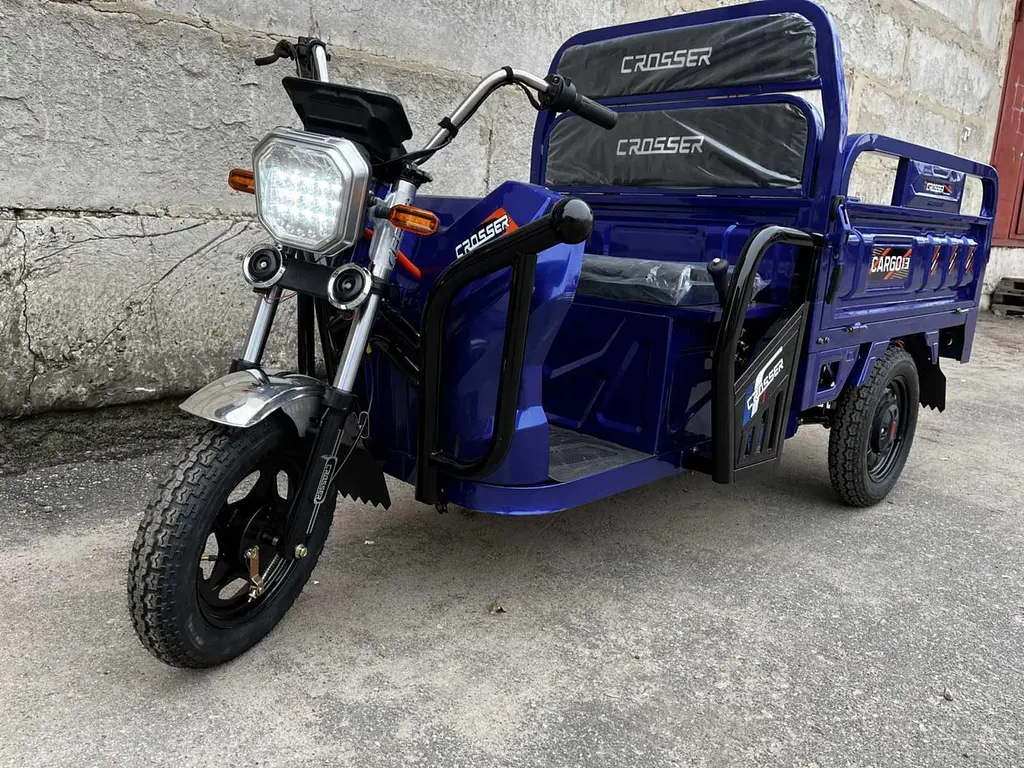 Вантажний електроскутер-самоскид триколісний CROSSER Cargo 13"  (1500W 60V, 32Ah) Синій - фото 10