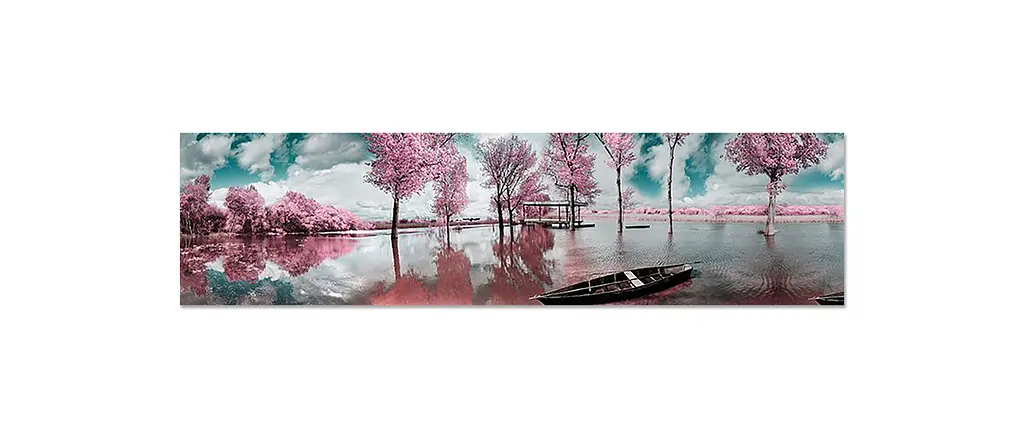Кухонний фартух Рожеві дерева для кухні наклейка вода відображення Озеро Сірий 65х250 см Happy Pocket Z180469 - фото 7