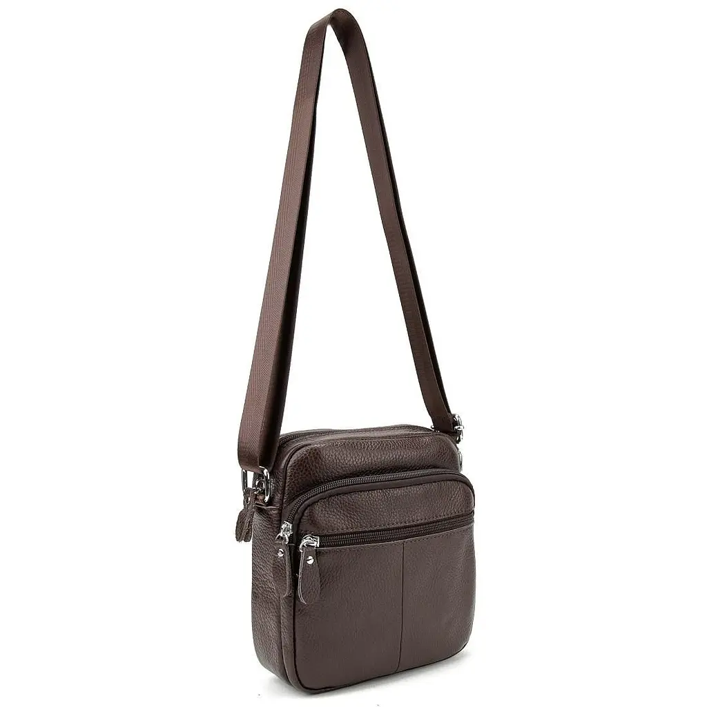 Шкіряний компактний чоловічий месенджер коричневий Tiding Bag M56-0080C - фото 7