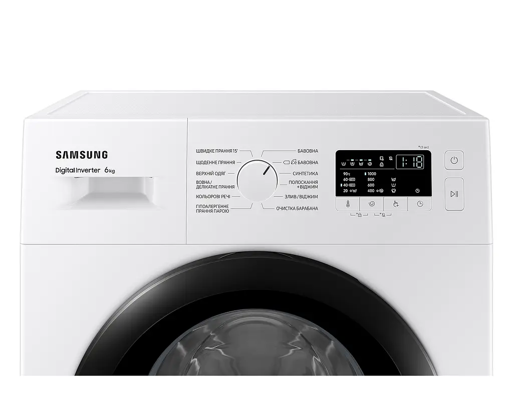 Пральна машина Samsung WW60A3100BE/UA 6 кг фронтальна вузька 42 л 14 програм швидкість віджиму 1000 об/хв клас енергоспоживання A+++ 85x59.5x40 White - фото 5