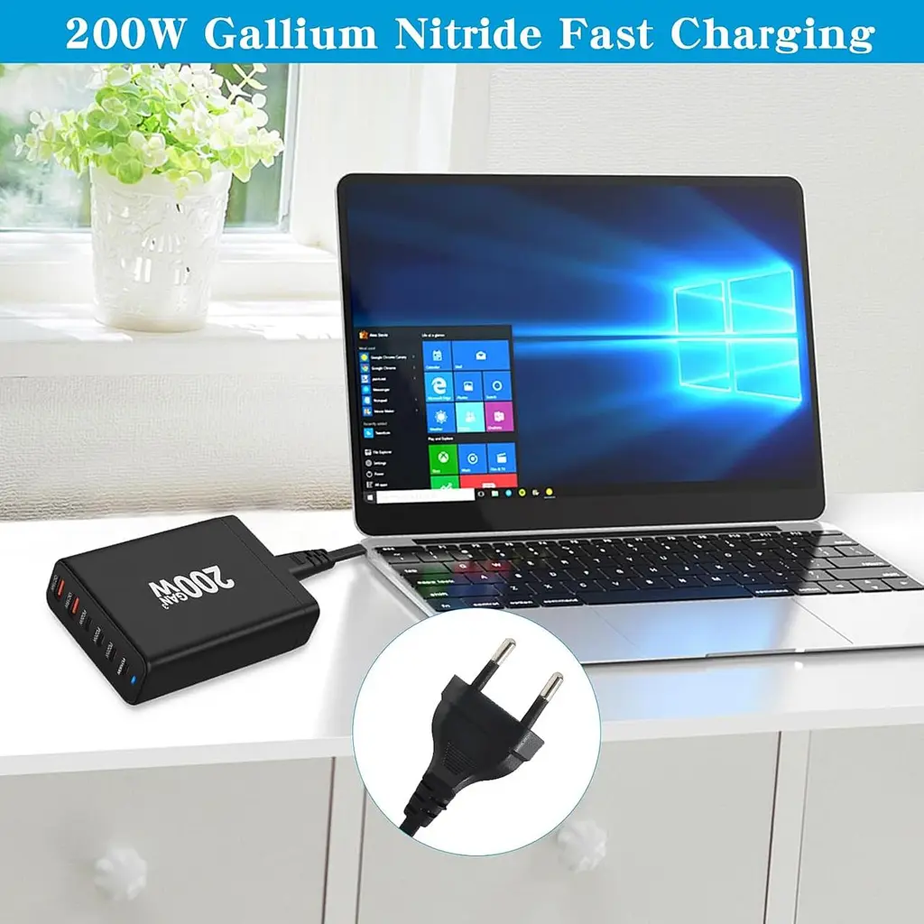 Мережевий зарядний пристрій USB-C 200W 6-портовий - фото 5