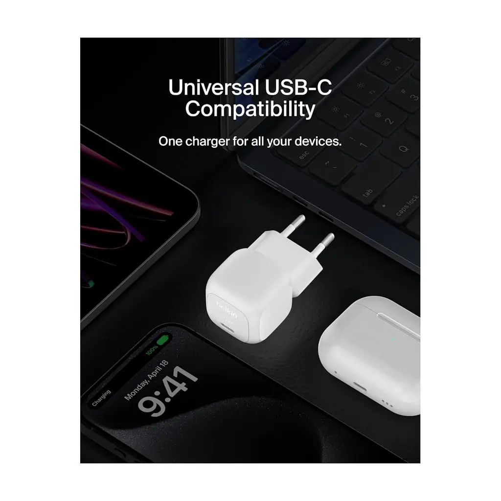 Зарядний пристрій Belkin USB-C PD20W PPS white (WCA009KQWH) - фото 10