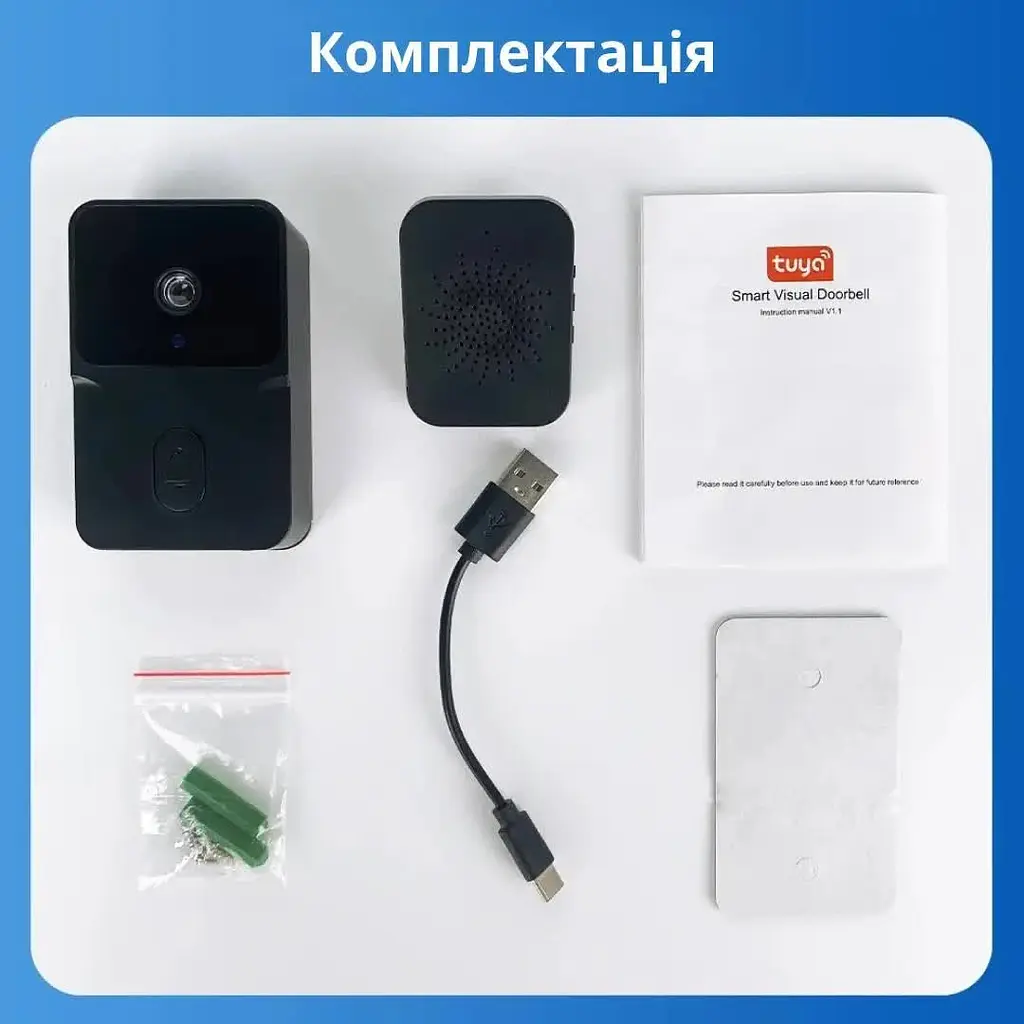 Дзвінок дверний розумний з відеодомофоном та Wi-Fi камерою Чорний  - фото 2