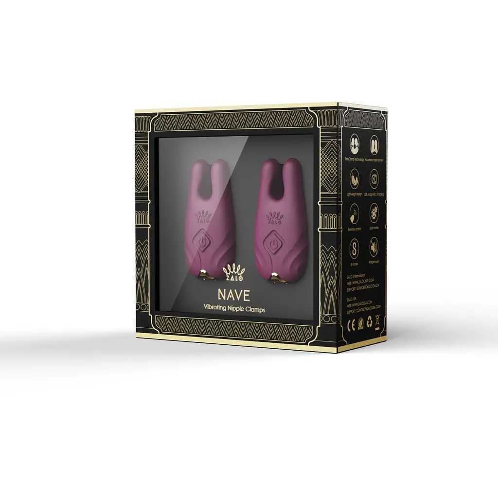 Вібратор для грудей Zalo Nave Obsidian 6.3 см фіолетовий - фото 13