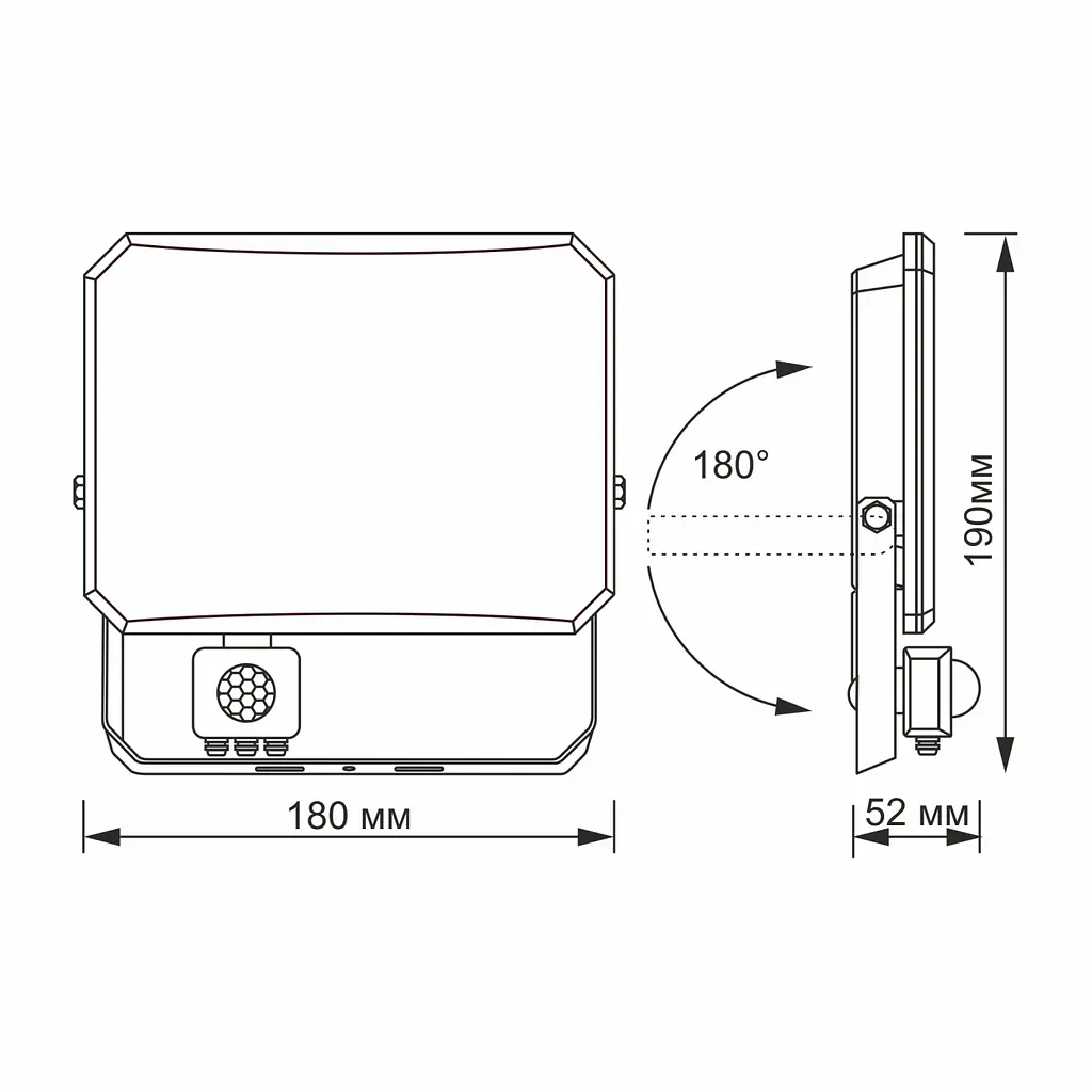 Прожектор Videx LED F3 50W 5000K с датчиком движения 220V черный (VLE-F3-0505B-S) - фото 4