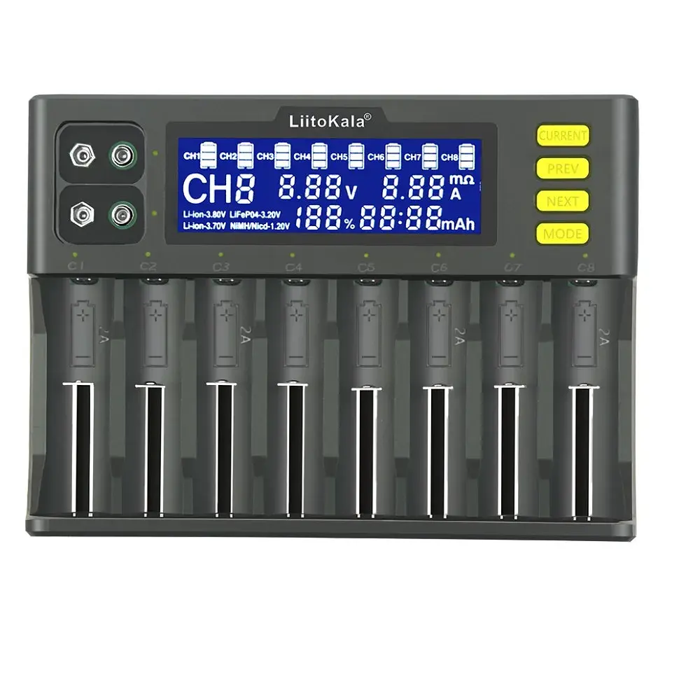 Зарядний пристрій для акумуляторів Liitokala 8 Slots, LCD дисплей, Li-ion/Ni-MH/Ni-Cd/AA/ААA/AAAA/С (Lii-S8)
