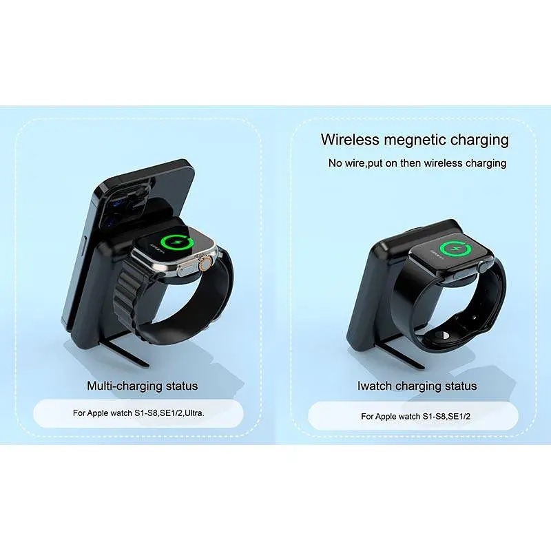 Магнитный повербанк - зарядное 2-in-1 Foldable Magnetic Wireless Charger with 5000mAh power bank D8 - фото 7