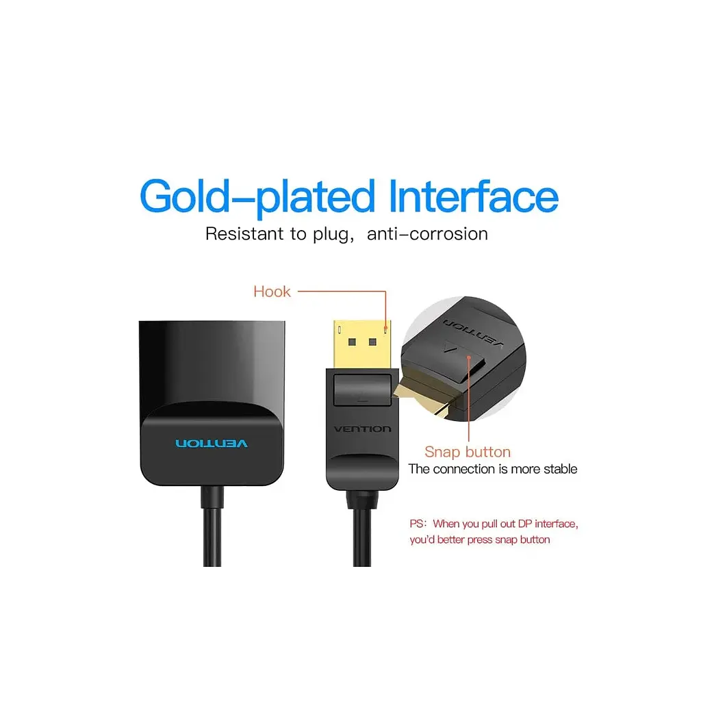 Переходник DisplayPort M to HDMI F 0.15m black Vention (HBGBB) - фото 2