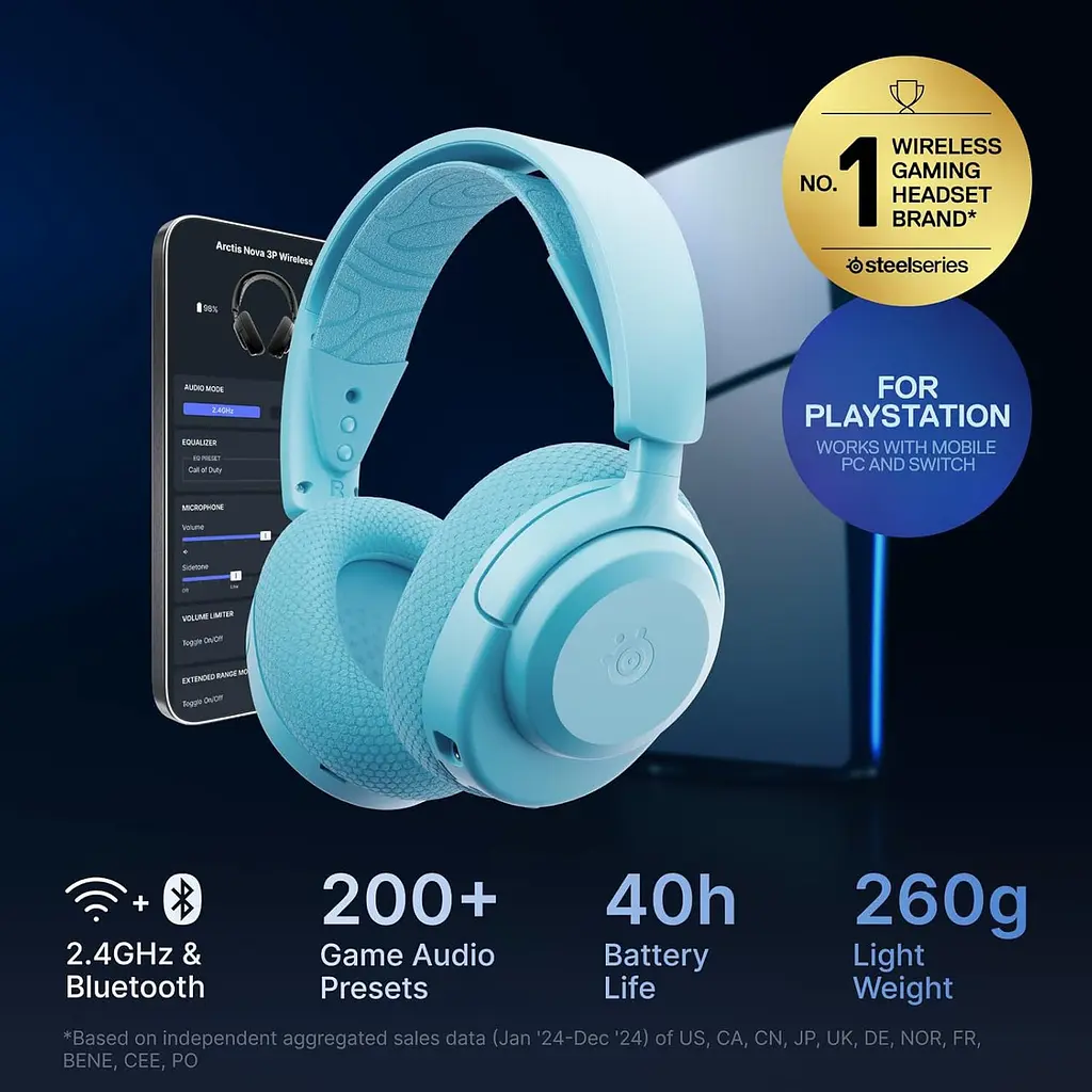 Ігрова гарнітура SteelSeries Arctis Nova 3P Wireless MultiPlatform Aqua - фото 7
