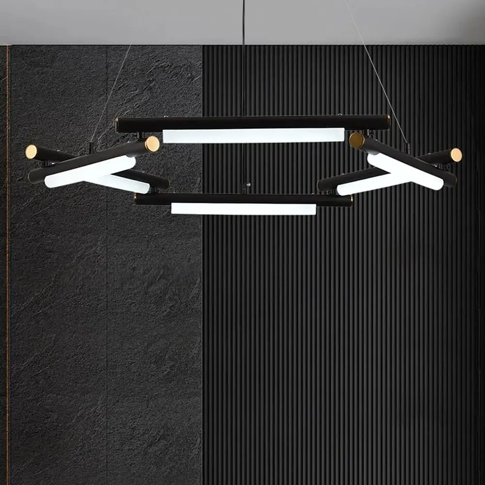 Уникальная подвесная люстра в черном кольцевом корпусе Ø 65 см Line F | Ст. MJ318-600 BK - фото 4