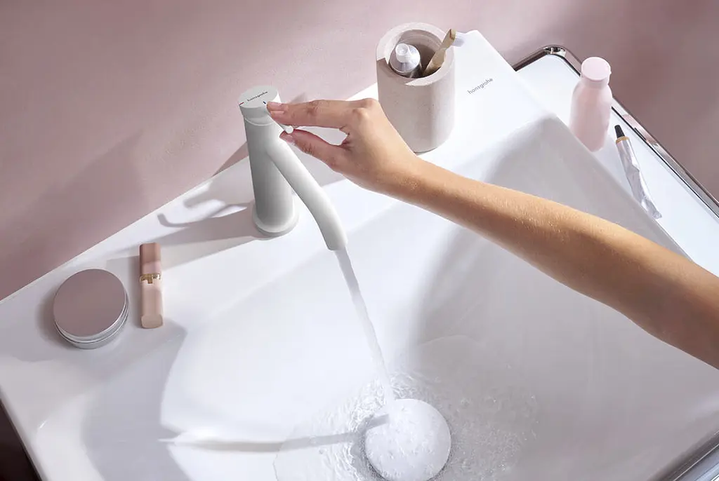 Змішувач для умивальника Hansgrohe Tecturis S CoolStart EcoSmart+ без донного клапана matt white 73312700 - фото 2
