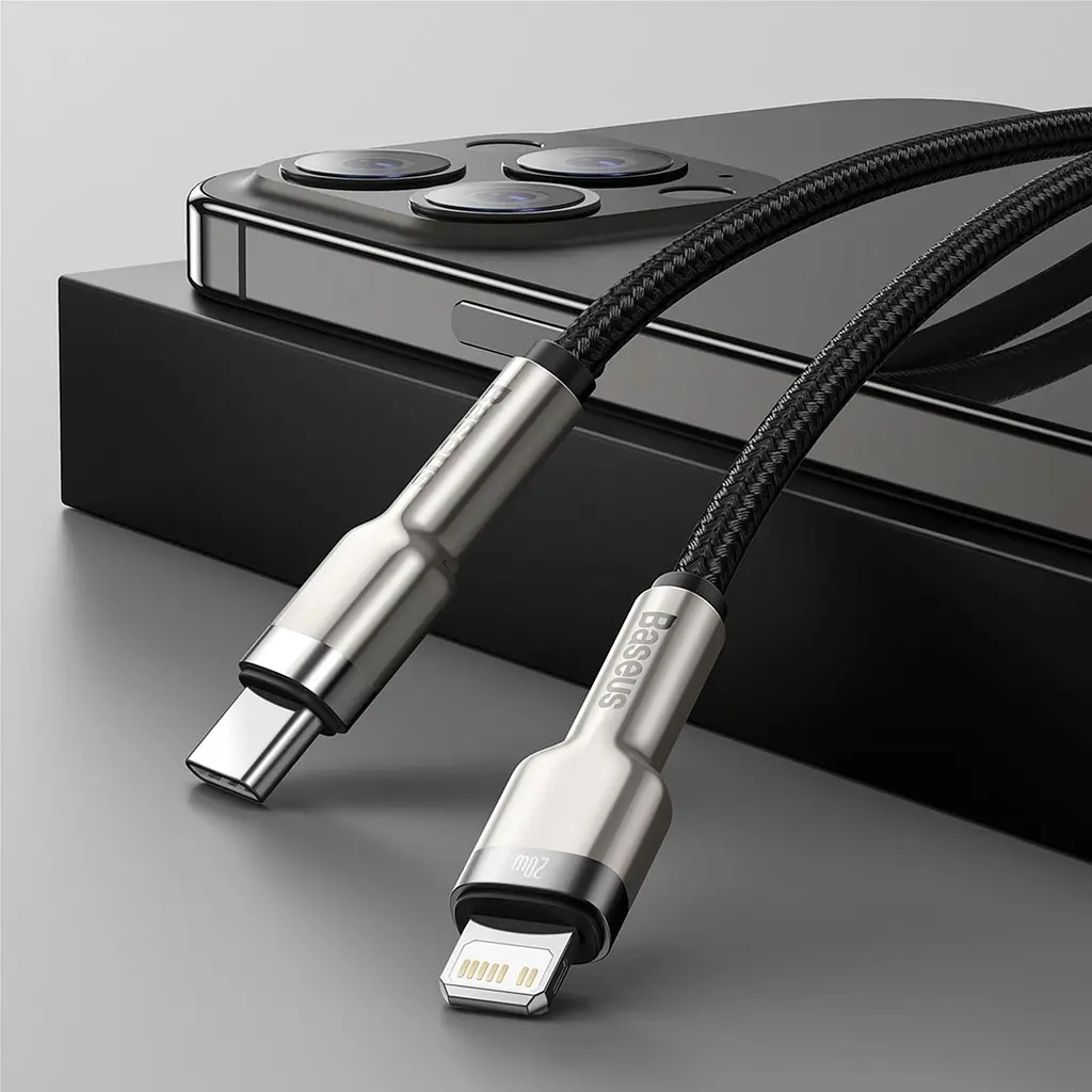 Кабель Baseus Cafule Metal USB-C to Lightning PD 20W 0.25m Black (CATLJK-01) [78966] - фото 6