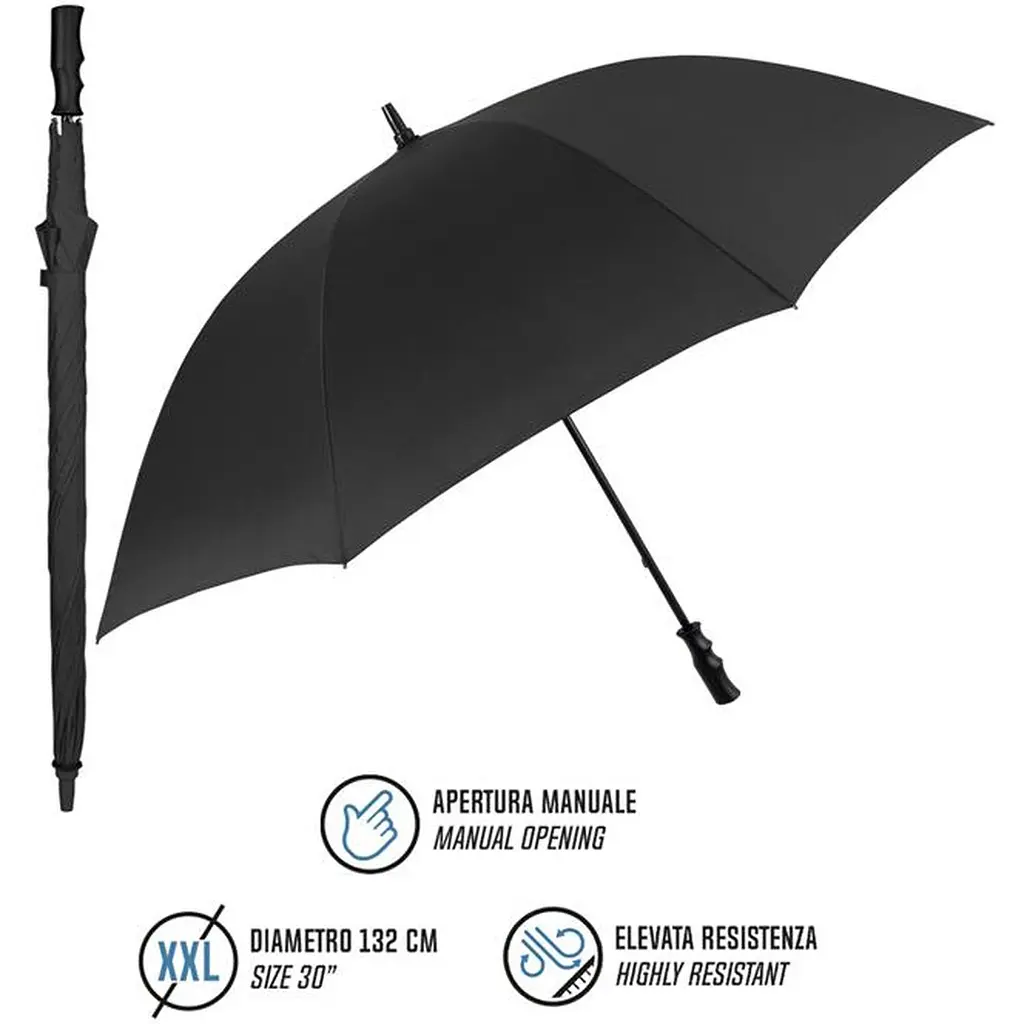 Зонт-трость Perletti Golf XXL с системой антивитер черный (P96020-01) - фото 2