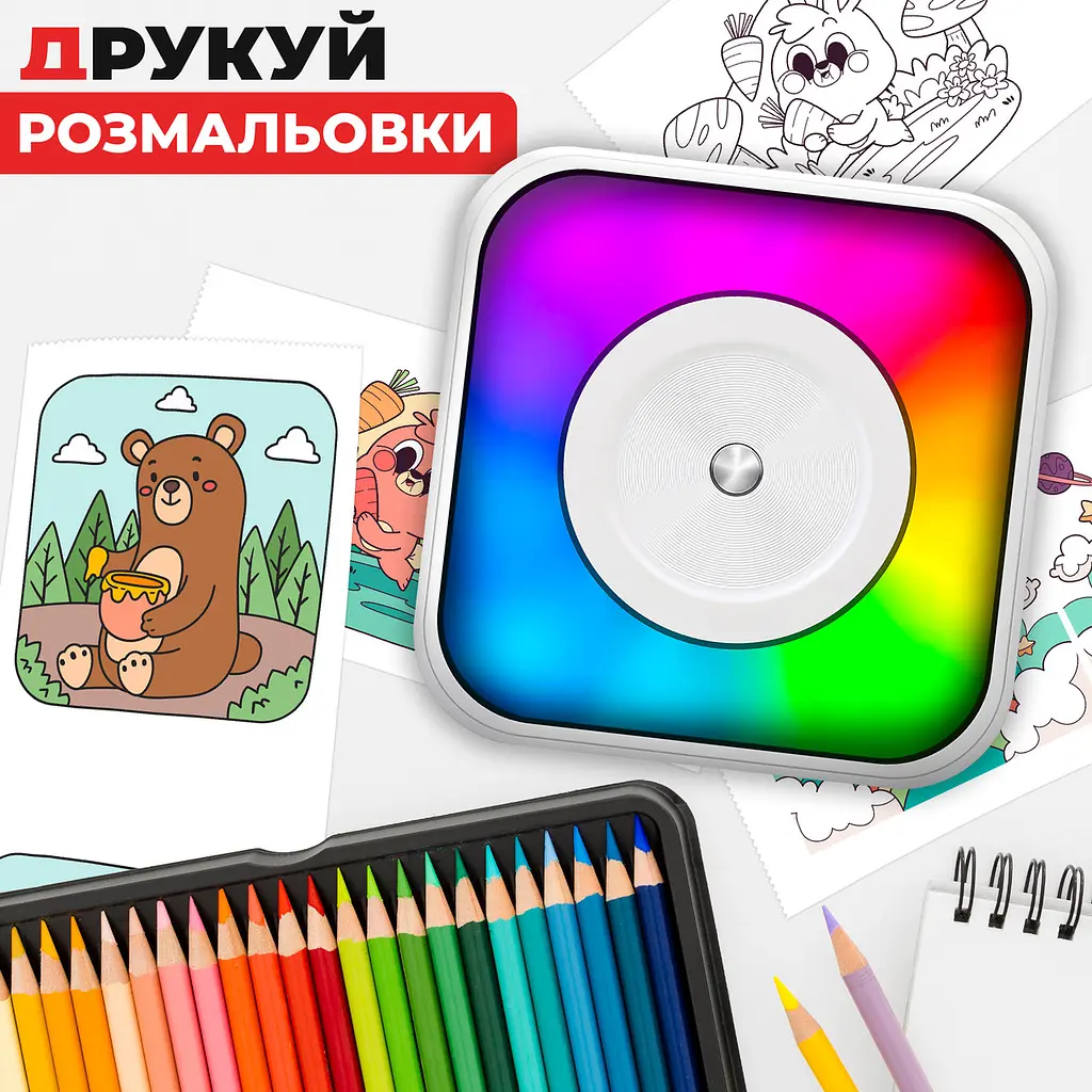 Портативний термальний принтер JETIX Mini Printer Student 2 з Bluetooth і нічником для термодруку без чорнила - фото 7