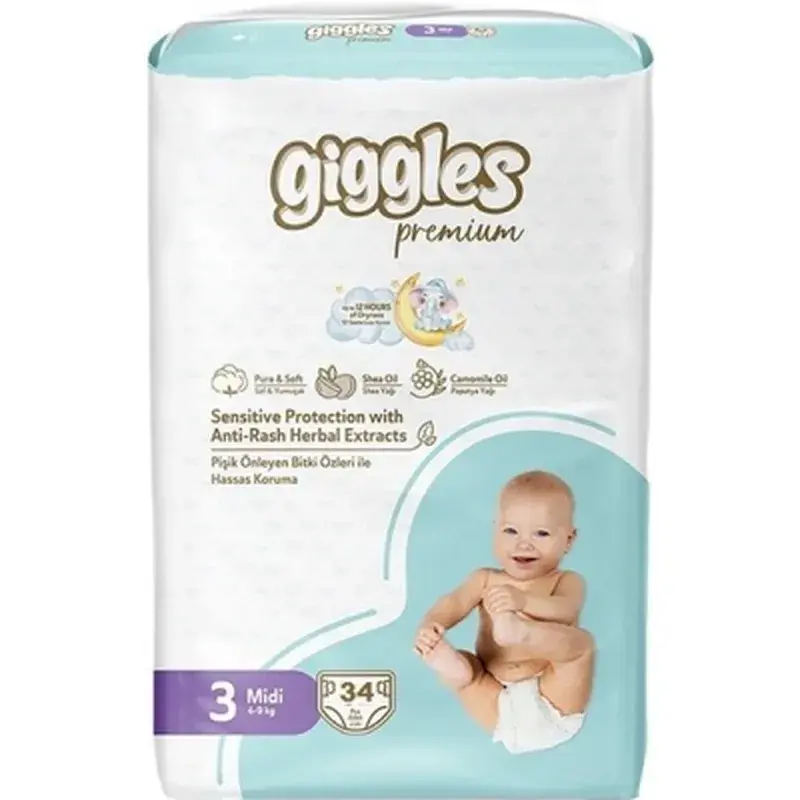 Підгузки Giggles Premium 3 Midi 4-9 кг 34 шт (8680131206896)