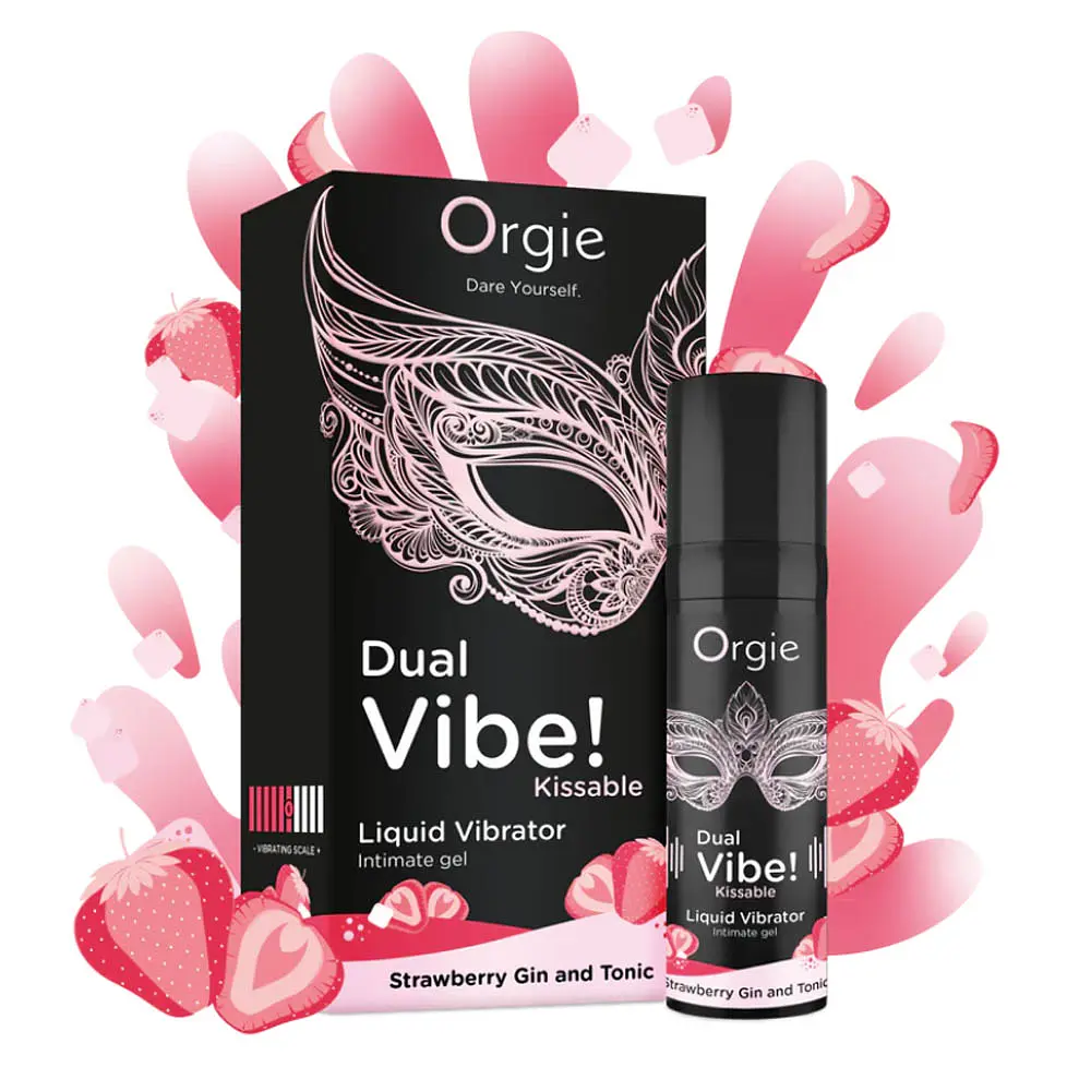 Рідкий вібратор Orgie Dual Vibe! Liquid Vibrator Strawberry Gin and Tonic 15 мл - фото 2