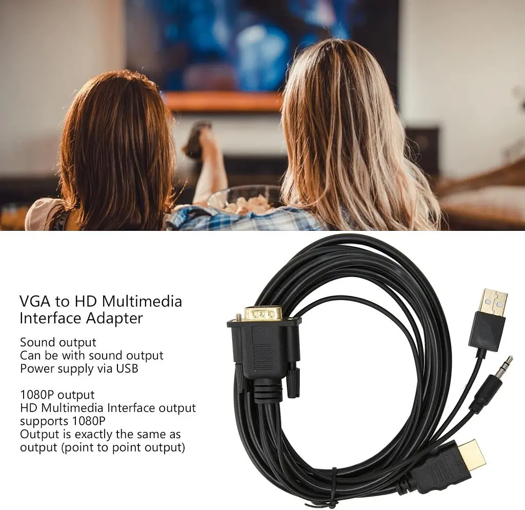 Кабель-перехідник VGA на HDMI 1080P, 1,8 м - фото 4